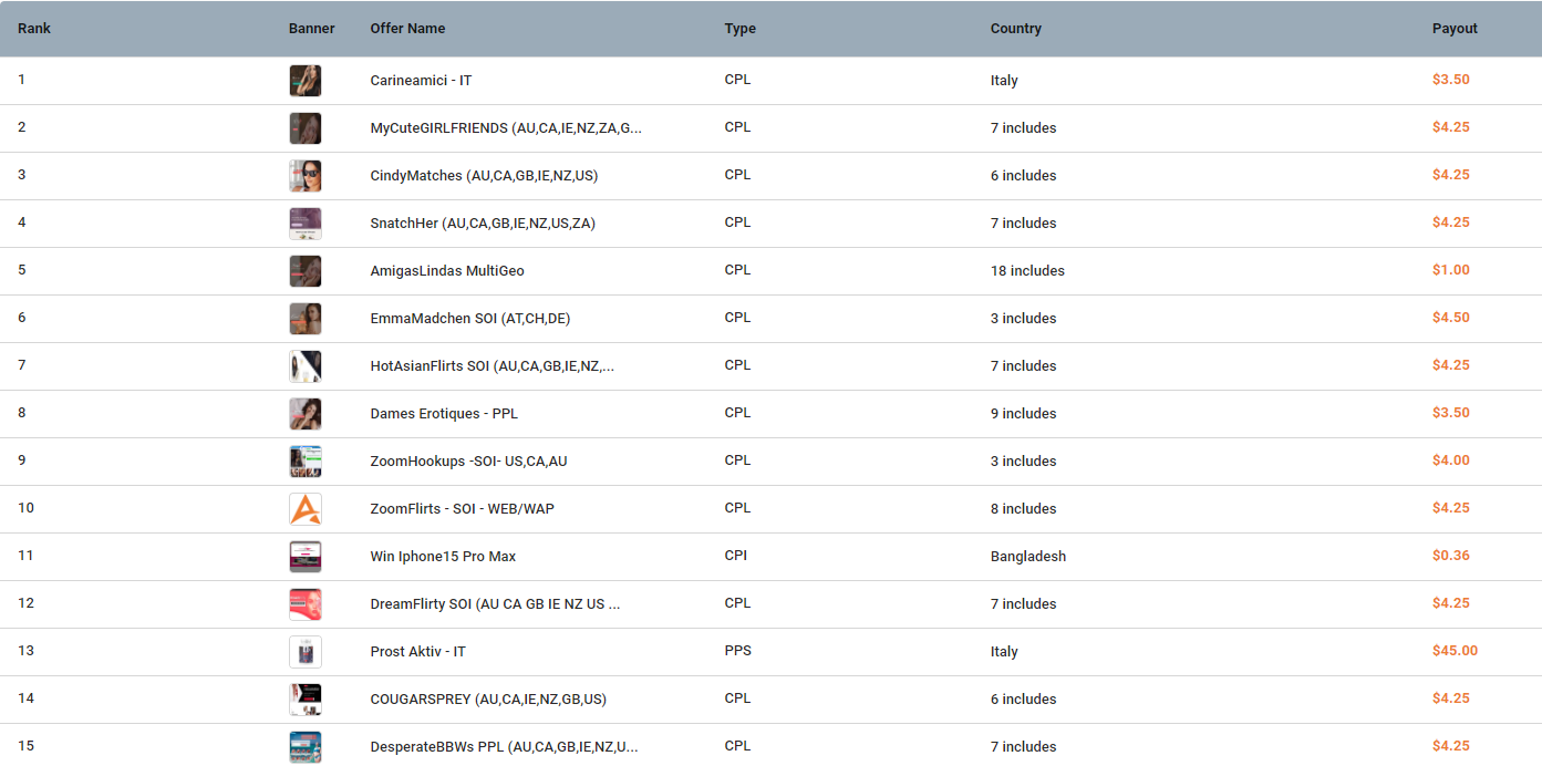 Best CPA network dashboard screenshot